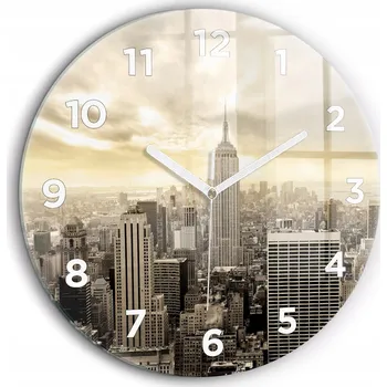 Hodiny Tiché nástěnné hodiny Mrakodrap v New Yorku kulatý bílé ručičky průměr 60 cm