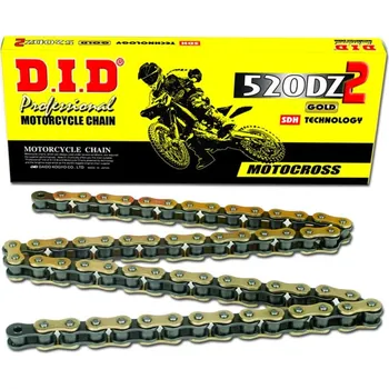 Řetězová sada pro motocykl Motokrosový závodní řetěz D.I.D Chain 520DZ2 SDH 112 L Zlatá/Černá HUSQVARNA WR 250 2010-2012