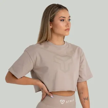 Dámské tričko GymBeam Dámské tričko CropTop Taupe - STRIX Velikost: M, Barva: cream