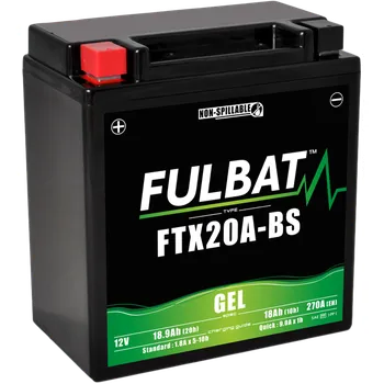 Motobaterie baterie 12V, FTX20A-BS GEL, 12V, 18Ah, 270A, bezúdržbová GEL technologie 150x87x161 FULBAT (aktivovaná ve výrobě) KAWASAKI VN 1500 Classic 1996-2002