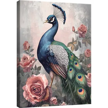 Obraz OBRAZ DO OBÝVÁKU LOŽNICE KUCHYNĚ JEŘÁB PŘÍRODA PTÁCI NA PLÁTNĚ NA ZEĎ 40x30