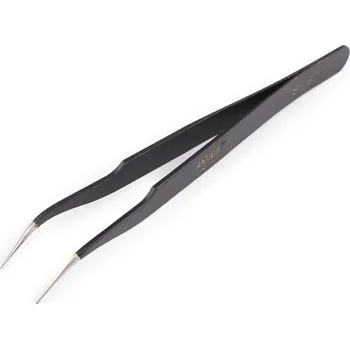 Kosmetická pinzeta Kovová pinzeta s tenkou špičkou rovná, zahnutá, 13,5 cm Varianta: 2 černá zahnutá, Balení: 1 ks