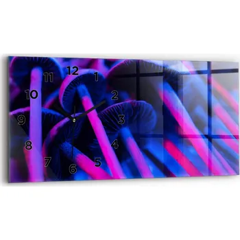 Hodiny Horizontální Skleněné Hodiny Nástěnné s Motivem Magické Houby Barevné 60x30 cm