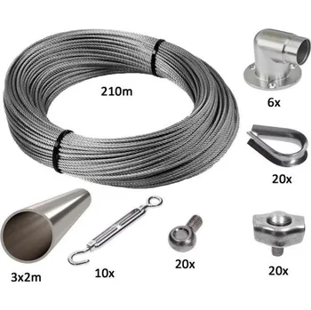 Opora na rostlinu Sada na vytvoření zelené stěny 2000x20000mm, 4mm lanko, nerez AISI304/316