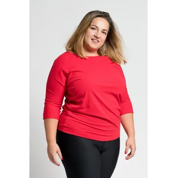 CityZen dámské bavlněné triko, Plus size 3/4 rukáv, červené 5XL