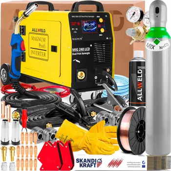 Svářečka Svářečka 3v1 MAGNUM MIG 240 LCD DUAL PULS 230V 200A Synergie LUTOSVÁŘENÍ