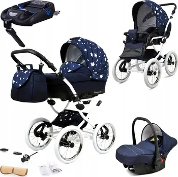 Kočárek Kočárek 4v1 BabyLux MARGARET WHITE - sportovní kočárek, hluboká korba, autosedačka, základna ISOFIX