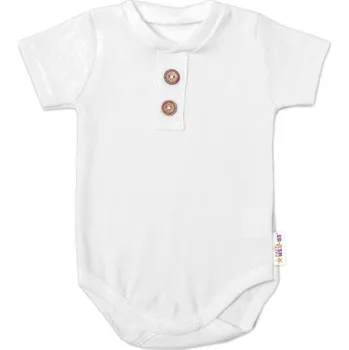 Dětská móda Baby Nellys Kojenecké žebrované body s knoflíčky kr. rukáv, Boy - bílé 86 (12-18m)