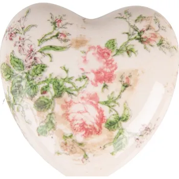 Clayre & Eef - Dekorativní keramické srdíčko FLOWERS 6CE1542L