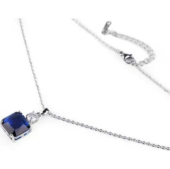 Náhrdelník Náhrdelník z nerezové oceli s broušenými kamínky Varianta: 2 sapphire stříbrná, Balení: 1 ks