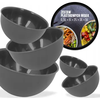 Plastové mísy 5 ks Černé Kuchyňské salátové mísy