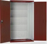 Dílenská skříň s perfo panely pro držáky na boxy/nářadí, 120 x 105 x 65 cm, šedá-červená