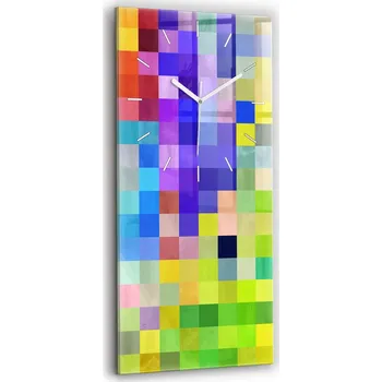 Hodiny Velké Skleněné Nástěnné Hodiny Dekorativní Kompozice Čtverců 30x60