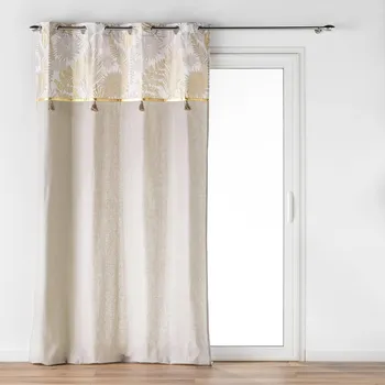 Sprchový závěs Douceur d'intérieur Závěs se zlatým vzorem a třásněmi, MELISSE, 140 x 240 cm, béžový