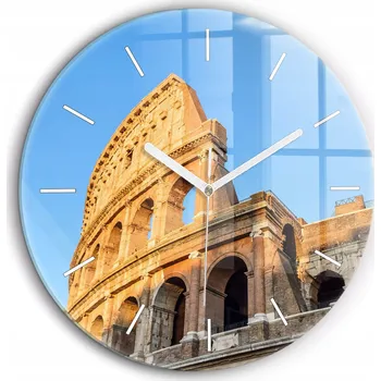Hodiny Foto Skleněné Hodiny Nástěnné Do Moderních Interiérů Koloseum v Římě průměr 60 cm