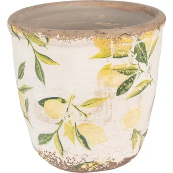 Květináč Clayre & Eef - Keramický květináč LEMONS AND LEAVES 6CE1532XS