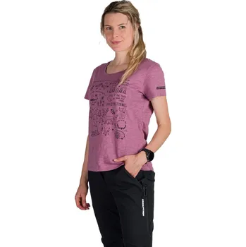 Northfinder Dámské outdoorové triko z organické slub bavlny AMIE, růžová, S