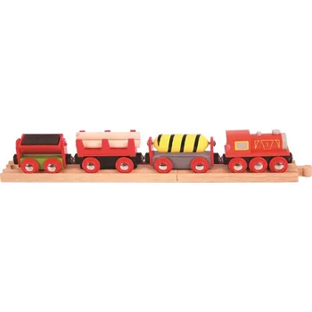 Vláček a vláčkodráha Bigjigs Rail Nákladní vlak červený + 3 koleje
