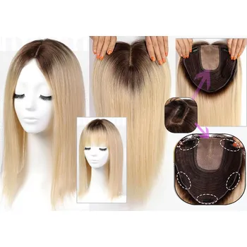 Paruka Dlouhé bohaté tupé - pravé vlasy - topper, paruka Typ 7 (ombre hnědá - blond) Bez ofinky - dlouhé vlasy vepředu