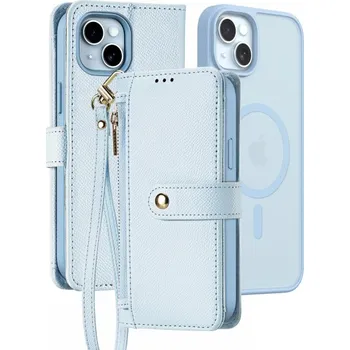 Telefonní příslušenství DUX DUCIS Lawa 2v1 odnímatelné flipové pouzdro s MagSafe a peněženkou pro iPhone 15 Plus - modré