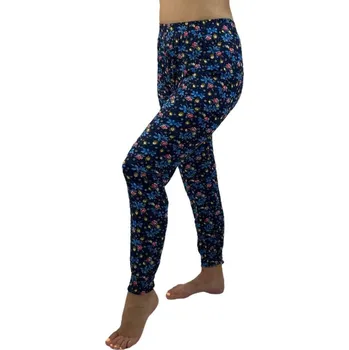 Dámské legíny NOVINKA- Dámské dlouhé legíny s modrými kvítky