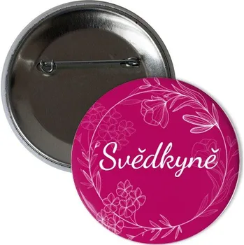Odznáček s potiskem Svědkyně - květinový kruh