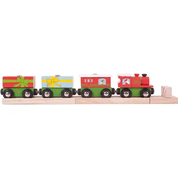 Vláček a vláčkodráha Bigjigs Rail Vánoční vláček + 3 koleje