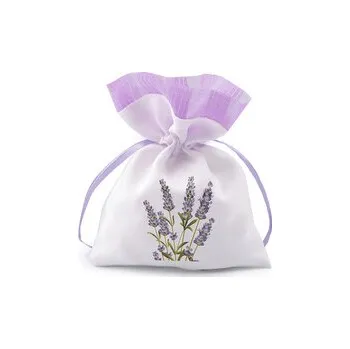 Dárkový pytlík s potiskem levandule 9x13 cm - 3 ks - 2 bílá levandule