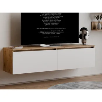 Televizní stolek Závěsná TV skříňka Asko Living, 135 cm, dub artisan/bílá