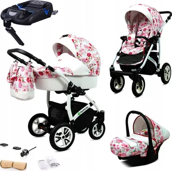 Kočárek Dětský kočárek 4v1 BabyLux Tropical: sportovní kočárek, hluboká korba, autosedačka, základna ISOFIX
