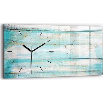 Hodiny Moderní skleněné nástěnné hodiny s potiskem 60 cm x 30 cm Modrá prkna