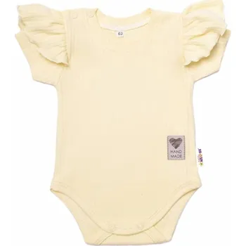 Dětská móda Baby Nellys Bavlněné žebrované body s volánkem, kr. rukáv, Summer Girl - žluté 56 (1-2m)