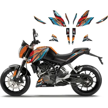Polep vozidla Komplet sada polepů BLACKBIRD bb2544R - SAMOLEPKA KTM Duke 125 1995-2016