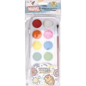 Set školních potřeb Farby akwarelowe Avengers 12 kolorów