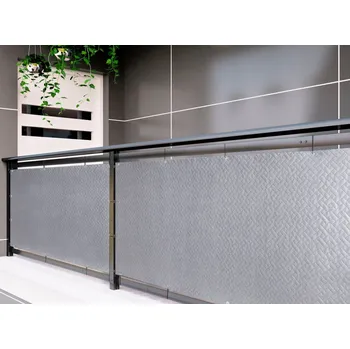 Krycí plachta Balkonová zástěna PREMIUM 100x700 cm, ratanový vzor šedá, 240g/m2 MyBestHome Vysoká gramáž 240 g/m2