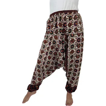 Dámské kalhoty Kalhoty Aladinky, harémky květina černé-Sale