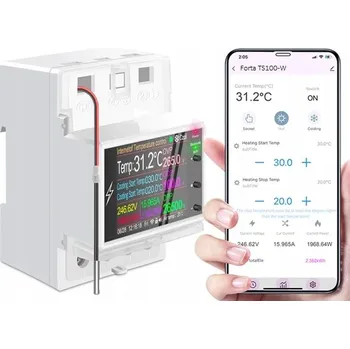 Termostat s čidlem teploty, měří watty a kontrolou napětí TUYA WiFi 100A
