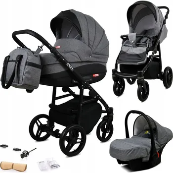 Kočárek Dětský kočárek 3v1 BabyLux AXEL ALU - hluboká korba, sportovní sedačka, autosedačka
