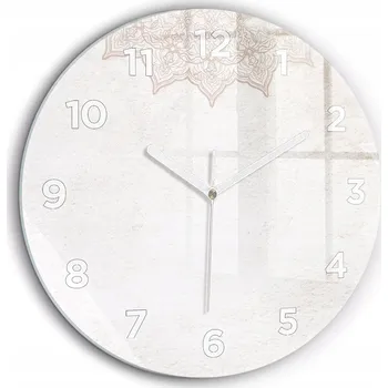 Hodiny Skleněné foto hodiny na zeď Dekorativní vzor bílé ručičky kulatý průměr 60 cm