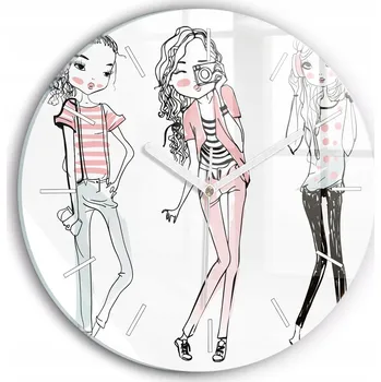 Hodiny Skleněné moderní foto hodiny nástěnné plynoucí ručičky Dámská móda fi30 cm