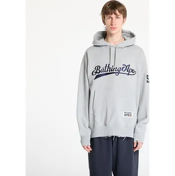 Pánská mikina Mikina A BATHING APE Baseball Logo Relaxed Fit Pullover Hoodie UNISEX Gray M