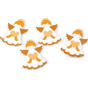 Vánoční dekorace Dřevěný anděl k zavěšení / k nalepení Varianta: 1 bílá béžová světlá, Balení: 4 ks