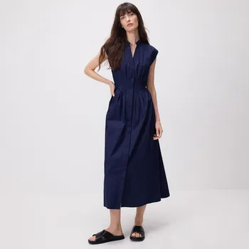 Dámské šaty Reserved - Midi šaty s překládaným výstřihem - tmavomodrá - 300FH-59X - 300FH-59X-S