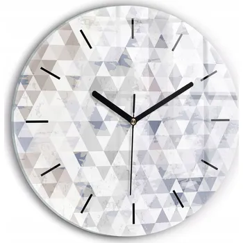 Hodiny Kulatý Skleněné Nástěnné Hodiny do Kanceláře se Vzorem Geometrický Vzor průměr 30 cm