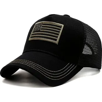 Čepice Vzdušná vojenská kšiltovka s vyšívanou vlajkou, síťovaná konstrukce, univerzální velikost