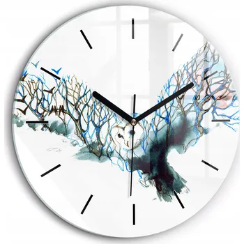 Hodiny Skleněné foto hodiny na zeď Svoboda a příroda ptáků černé ručičky fi60 cm