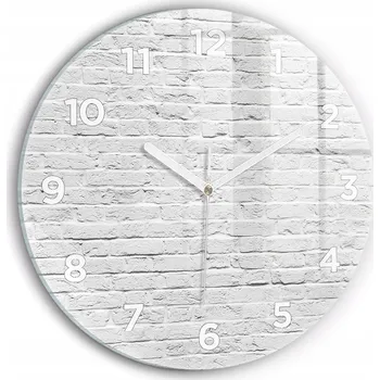 Hodiny Čtvercové Skleněné Nástěnné Hodiny s Grafikou Zeď ze světlých cihel fi30 cm