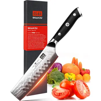 Kuchyňský nůž Shanzu Nůž Nakiri 17/31cm Damašková ocel 67/G10 Shan Zu