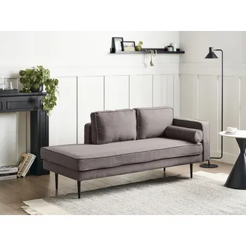 Křeslo Lenoška hnědá čalouněná polyesterová pravostranná kovové nohy další polštář Beliani