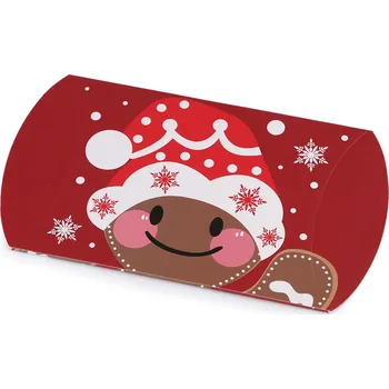 Vánoční dekorace Vánoční dárková krabička sob, Mikuláš, sněhulák, perníček, kostelík Varianta: 4 červená perníček, Balení: 12 ks